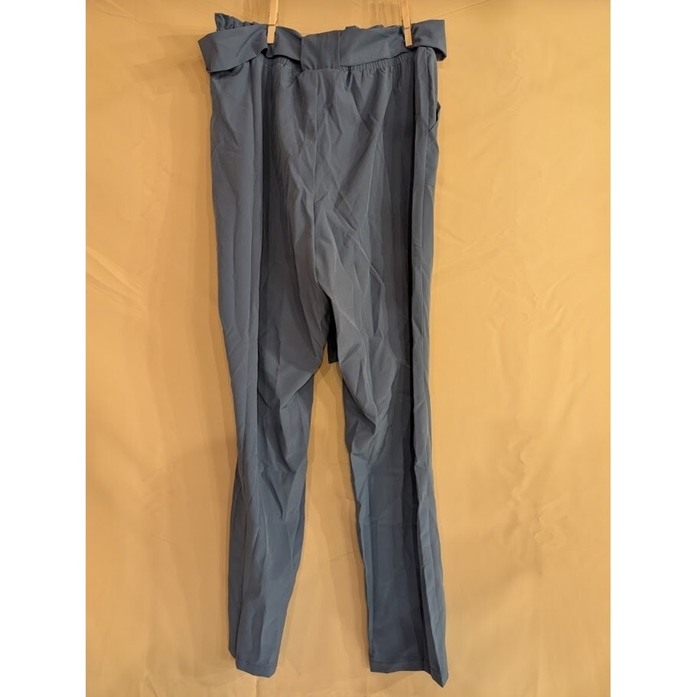 Brittany Humble Women's Blue Paperbag Pants Size M Elastic Waist Tie Belt - Picture 1 of 3